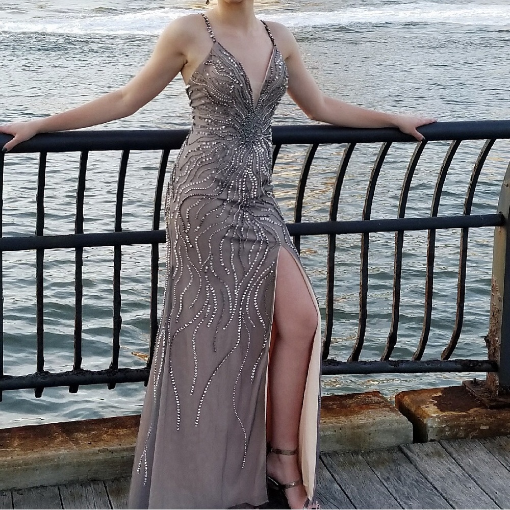COPY - Jovani Gunmetal/Silver Prom Dress/Gown